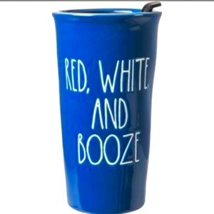 SALE! Rae Dunn Red White and Booze Travel Mug/ 17 oz./Ceramic